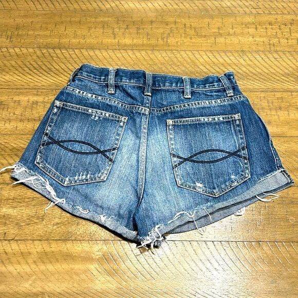 Abercrombie & Fitch high waist distressed jean shorts size 2 - Picture 2 of 11